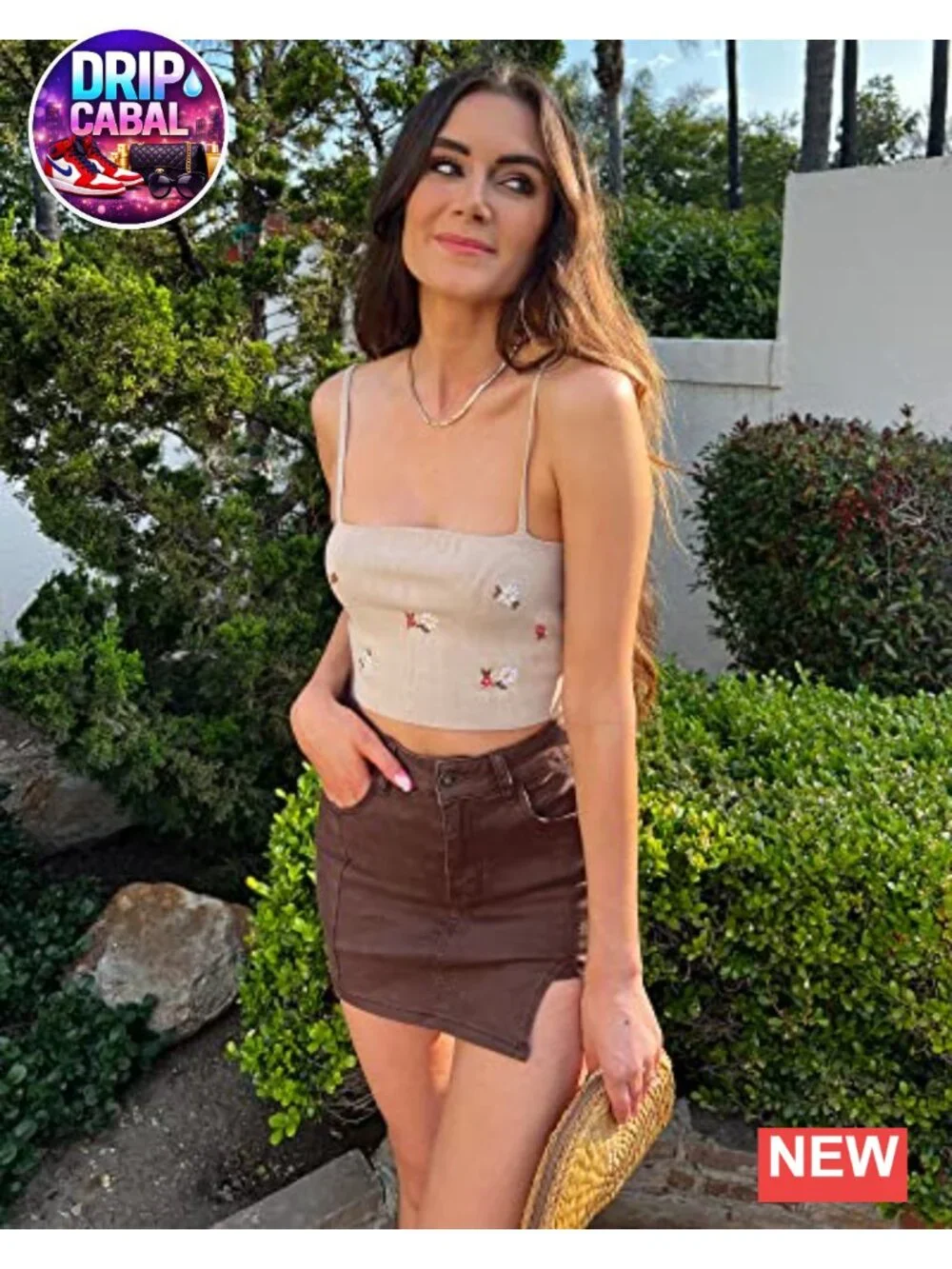 High Waisted Denim Skort with Pockets Side Slit Mini Skirt